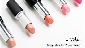  Presentation with format data low value range - Colorful PPT theme enhanced with gamma - close up of lipsticks range backdrop and a white colored foreground