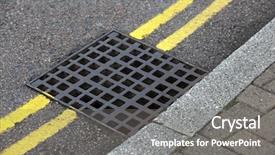 Presentation with drain - Cool new PPT theme with gamma wast - street drain over double yellow backdrop and a gray colored foreground
