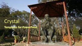  Presentation with memorial - Beautiful presentation design featuring gandhi-statue-at-rajghat-memorial backdrop and a tawny brown colored foreground