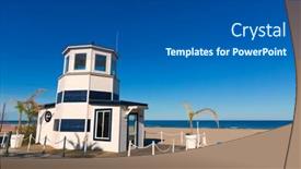  Presentation with mediterranean - Slide deck with gandia beach playa nord in valencia at mediterranean spain background and a dark gray colored foreground