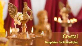  Presentation with oil lamp - Slides having ganesha - metal diya traditional indian hindus background and a red colored foreground
