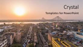  Presentation with calcutta - Colorful presentation enhanced with gang - aerial view of kolkata city backdrop and a lemonade colored foreground