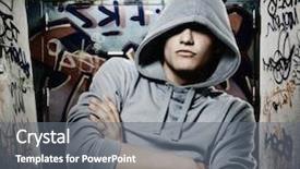  Presentation with hooligan - Presentation theme featuring gang - cool looking hooligan background and a gray colored foreground