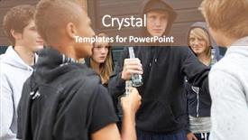 Presentation with teenagers - Slides consisting of gang - group of threatening teenagers hanging background and a coral colored foreground