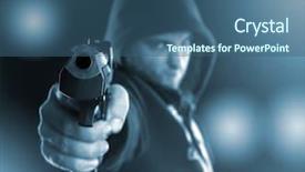  Presentation with gangster - PPT layouts having gang - serious gangster is aiming background and a ocean colored foreground