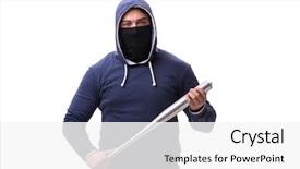  Presentation with hooligan - Audience pleasing slide set consisting of gang - young man hooligan with baseball backdrop and a white colored foreground