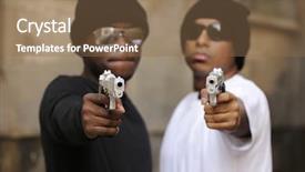  Presentation with members - Presentation theme having gang members on the street background and a violet colored foreground