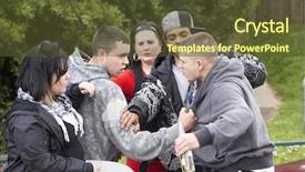  Presentation with gang wars - Presentation theme having gang of youths fighting background and a tawny brown colored foreground