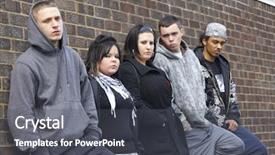  Presentation with wall - Amazing presentation theme having gang of youths leaning backdrop and a dark gray colored foreground