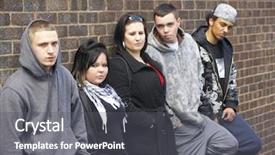  Presentation with youth - PPT theme consisting of gang of youths leaning background and a dark gray colored foreground