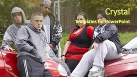  Presentation with gang crime - Presentation theme enhanced with gang of youths sitting background and a tawny brown colored foreground