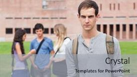  Presentation with classmates - Cool new theme with gang signs - lonely male student posing while backdrop and a light gray colored foreground