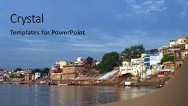  Presentation with hindu - Beautiful presentation design featuring river - holy place for all backdrop and a teal colored foreground