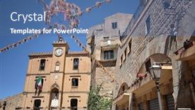  Presentation with decoration - Slide deck having gangi-city-hall-crowned background and a ocean colored foreground