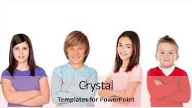  Presentation with white parents and black children - PPT theme featuring gangs school - four children isolated background and a lemonade colored foreground