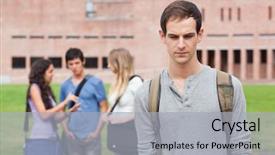  Presentation with classmates - Audience pleasing PPT layouts consisting of gangs school - lonely student posing while his backdrop and a light gray colored foreground
