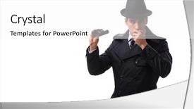  Presentation with spy - Beautiful slide set featuring gangsta - spy with binoculars isolated backdrop and a white colored foreground