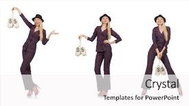  Presentation with white and black woman climbing ladders - Audience pleasing presentation theme consisting of gangsta - woman with money sacks isolated backdrop and a  colored foreground