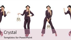  Presentation with functions of money - Theme having gangsta - woman with money sacks isolated background and a  colored foreground