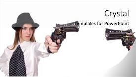  Presentation with holding hands old young - Audience pleasing PPT theme consisting of gangsta - young woman holding handgun isolated backdrop and a white colored foreground
