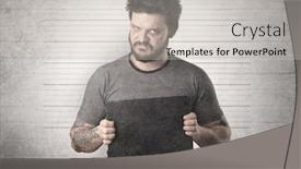  Presentation with gangster - Slide set enhanced with gangster in front of a wall with table on his hand background and a light gray colored foreground