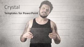  Presentation with gangster - Amazing PPT layouts having gangster in front of a wall with table on his hand backdrop and a light gray colored foreground