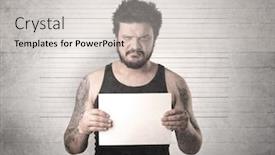  Presentation with gangster - Audience pleasing presentation consisting of gangster in front of a wall with table on his hand backdrop and a light gray colored foreground