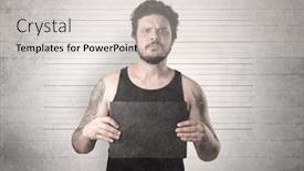  Presentation with gangster - Colorful slides enhanced with gangster in front of a wall with table on his hand backdrop and a light gray colored foreground