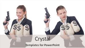 Presentation with gangster - Presentation enhanced with gangster with gun and money background and a light gray colored foreground