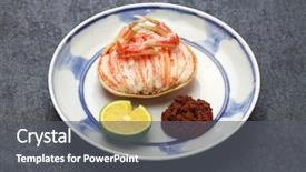  Presentation with crab shell - PPT layouts with gani steamed female snow crab background and a gray colored foreground