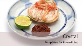  Presentation with crab shell - Colorful slide deck enhanced with gani steamed female snow crab backdrop and a coral colored foreground