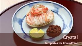  Presentation with crab shell - Slide deck enhanced with gani steamed female snow crab background and a wine colored foreground
