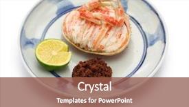  Presentation with crab shell - Colorful presentation enhanced with seko gani steamed female snow crab meat and egg stuffed on crab shell japanese food backdrop and a tawny brown colored foreground