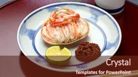  Presentation with crab shell - Audience pleasing PPT theme consisting of gani steamed female snow crab backdrop and a tawny brown colored foreground