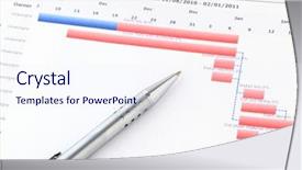  Presentation with timeline - Colorful presentation design enhanced with gantt chart with pen backdrop and a sky blue colored foreground