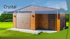  Presentation with concept - PPT theme featuring garage concept on the countryside background and a light blue colored foreground