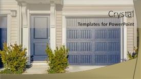  Presentation with luxury house - PPT theme consisting of garage-door-in-luxury-house background and a soft green colored foreground