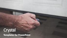  Presentation with man door - PPT layouts consisting of garage door with remote control background and a dark gray colored foreground