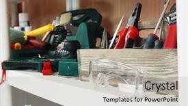  Presentation with workshop tools - Beautiful presentation theme featuring garage orginization - workshop tools backdrop and a light gray colored foreground