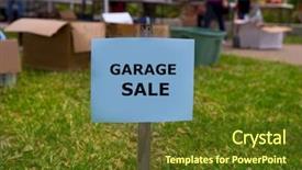  Presentation with yard sale - Colorful PPT theme enhanced with garage sale in an american backdrop and a tawny brown colored foreground