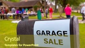  Presentation with yard sale - Cool new presentation design with garage sale in an american backdrop and a tawny brown colored foreground