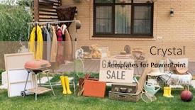  Presentation with clothes - Colorful PPT theme enhanced with garage-sale-in-backyard-various backdrop and a coral colored foreground