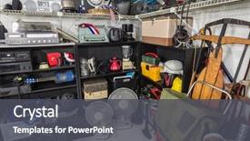  Presentation with vintage music - Colorful presentation design enhanced with garage sale set with vintage backdrop and a dark gray colored foreground