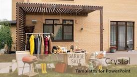  Presentation with brick - Colorful presentation design enhanced with garage-sale-sign-placed backdrop and a coral colored foreground