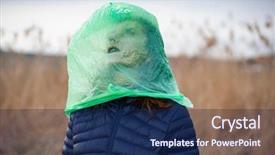  Presentation with earth pollution - Colorful slide deck enhanced with earth garbage - human's head wrapped in plasctic backdrop and a navy blue colored foreground