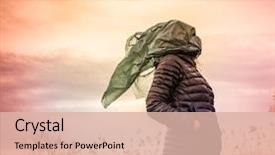  Presentation with earth pollution - Colorful PPT theme enhanced with earth garbage - human's head wrapped in plasctic backdrop and a lemonade colored foreground