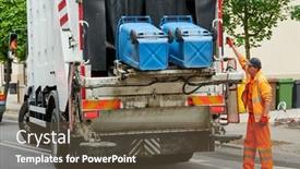  Presentation with garbage truck - PPT theme enhanced with garbage-and-waste-removal-services background and a tawny brown colored foreground