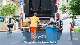  Presentation with garbage truck - Slide set enhanced with garbage-and-waste-removal-services background and a teal colored foreground