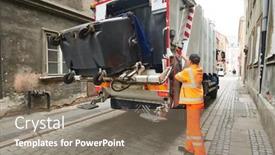  Presentation with garbage truck - Slide set consisting of garbage-and-waste-removal-services background and a gray colored foreground