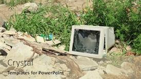  Presentation with garbage - Cool new slides with garbage-and-wastes-at-spontaneous backdrop and a soft green colored foreground